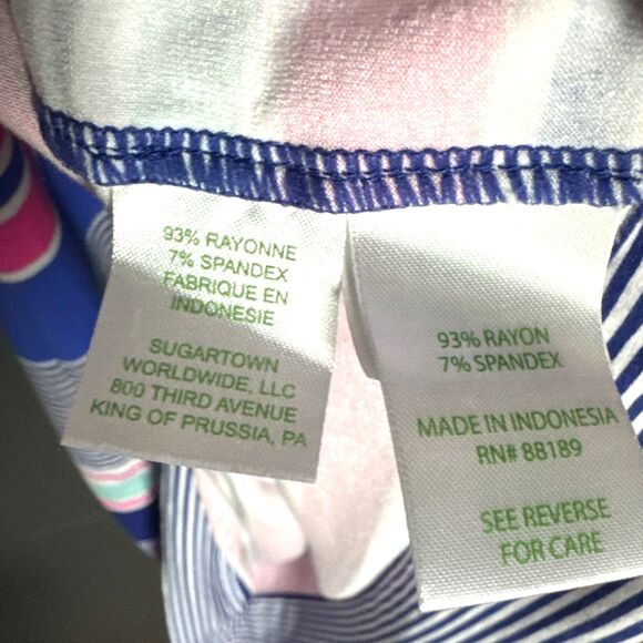 Lilly Pulitzer Sophie Size L UPF 50 True Blue Kaleidoscope Jungle Striped Dress - Picture 8 of 12